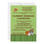 5x7 All Star Green Birthday Party Invitation