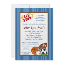 5x7 All Star MVP Sport Ball Baby Shower Invitation