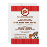 5x7 All Star Red Birtyhday Invitation