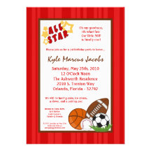 5x7 AllStar MVP SportBall Birthday Part Invitation
