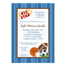 5x7 AllStar MVP SportBall Birthday Part Invitation