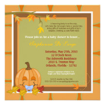 5x7 Autumn Fall Pumpkin Baby Shower Invitation