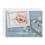 5x7 Baby Boy Blue Floral Photo Birth Announcement invitations