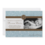 5x7 Baby Boy Blue Floral Photo Birth Announcement invitations
