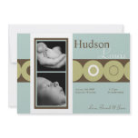 5x7 Baby Boy Retro Circle Photo Birth Announcement