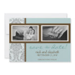 5X7 Baroque Aqua/Brown Two-Photo Save the Date