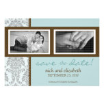 5X7 Baroque Aqua/Brown Two-Photo Save the Date Custom Announcements