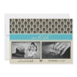 5X7 Baroque Aquamarine Two-Photo Save the Date Custom Announcements