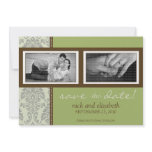 5X7 Baroque Sage/Brown Two-Photo Save the Date invitations