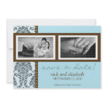 5X7 Baroque Teal Chocolate Two-Photo Save the Date Announcements