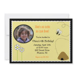 5x7 Bee Happy *PHOTO* Birthday Invitation Card