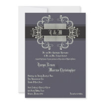 5x7 Black Tie Affair Grey Linen Wedding Invitation
