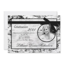 5x7 Black Toile Photo Graduation Announcement