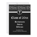 5x7 Black/White Caduceus Medical School Graduation invitations
