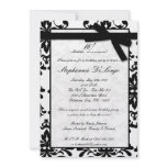 5x7 Black White Damas Sweet 16 Birthday Invitation
