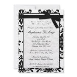 5x7 Black White Damask Bow Baby Shower Invitation