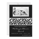5x7 Black White Zebra PHOTO Birth Announcement invitations