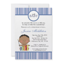 5x7 Blue African Baby Boy Baby Shower Invitation