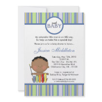 5x7 Blue African Baby Boy Baby Shower Invitation