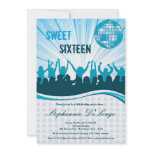 5x7 Blue Dance Party 16th Birthday Invitation