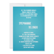 5x7 Blue DJ Spin Turntable Quinceanera Invitation