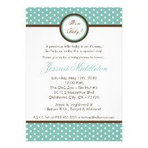 5x7 Blue Polka Dot Baby Shower Invitation