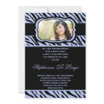 5x7 Blue Zebra Print Quinceanera Invitation