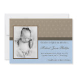 5x7 Boy Blue Polka Dot PHOTO Birth Announcement