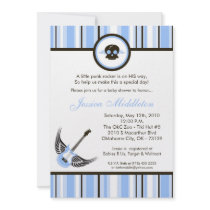 5x7 Boy Blue Punk Rocker Baby Shower Invitation