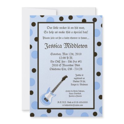 5x7 Boy Blue Rocker Guitar Baby Shower Invitation by thepapergenius