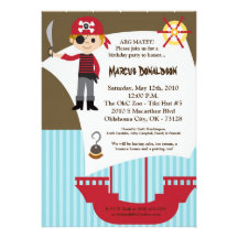 5x7 Boy Pirate Ship Birthday Party Invitation
