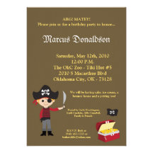 5x7 Boy Pirate Treasure Birthday Party Invitation