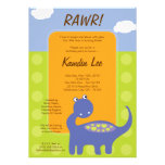 5x7 Boy Polka Dot  Dinosaur Birthday Invitation