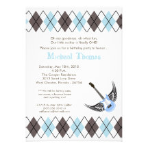 5x7 Boy Punk Rock Guitar Birthday Party Invitation