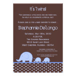 5x7 Boy Twins Mod Elephant Baby Shower Invitation
