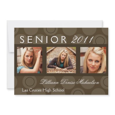 5x7 Brown Circle Polka Photo Senior Announcement by AnnLeeDesigns