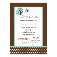 5x7 Brown Honey Bee Baby Shower Custom Invitations