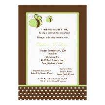 5x7 Brown Honey Bee Baby Shower Personalized Invitations