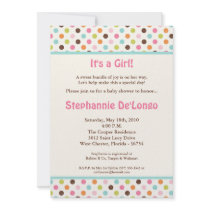 5x7 Bubblegum Polka Dot Pok Baby Shower Invitation