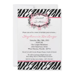 5x7 Butterfly Zebra Print Birthday Part Invitation