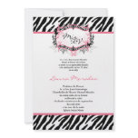 5x7 Butterfly Zebra Print Quinceanera Invitation