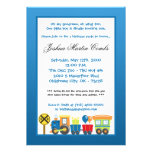 5x7 Choo Choo Train Blue Birthday Party Invitation