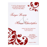 5x7 Crimson Red Floral Linen Wedding Invitation