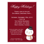 5x7 Crimson Red Snowman Christmas Party Invitation