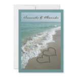 5x7 Custom Sand Hearts Beach Destination Wedding invitations
