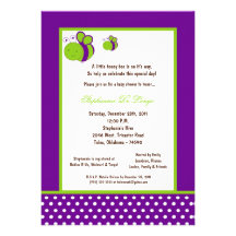 5x7 Dark Purple Honey Bee Baby Shower Custom Invitations