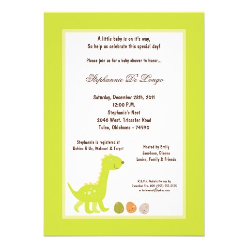 5x7 Dinosaur Baby Shower Invitation