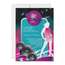 5x7 DJ Dance Party Girl Quinceanera Invitation