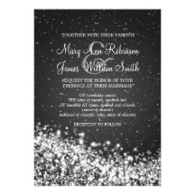 5x7 Elegant Wedding Sparkling Wave Black Personalized Announcements