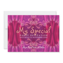 5x7 Exotic Pink Girls Boudoir Party  Invitation